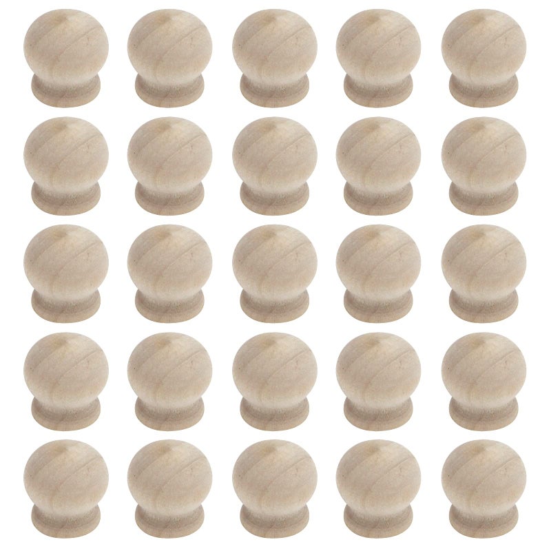 HNGSON Wooden Mini Pull Handles  Cabinet Knobs Unfinished Drawer Dresser Handle Pulls 18?18mm  Pack of 25 - Image 1